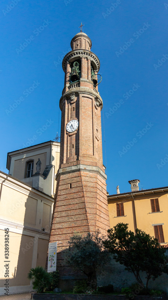 Fototapeta premium Church Clock Tower, Bergamo, Italy