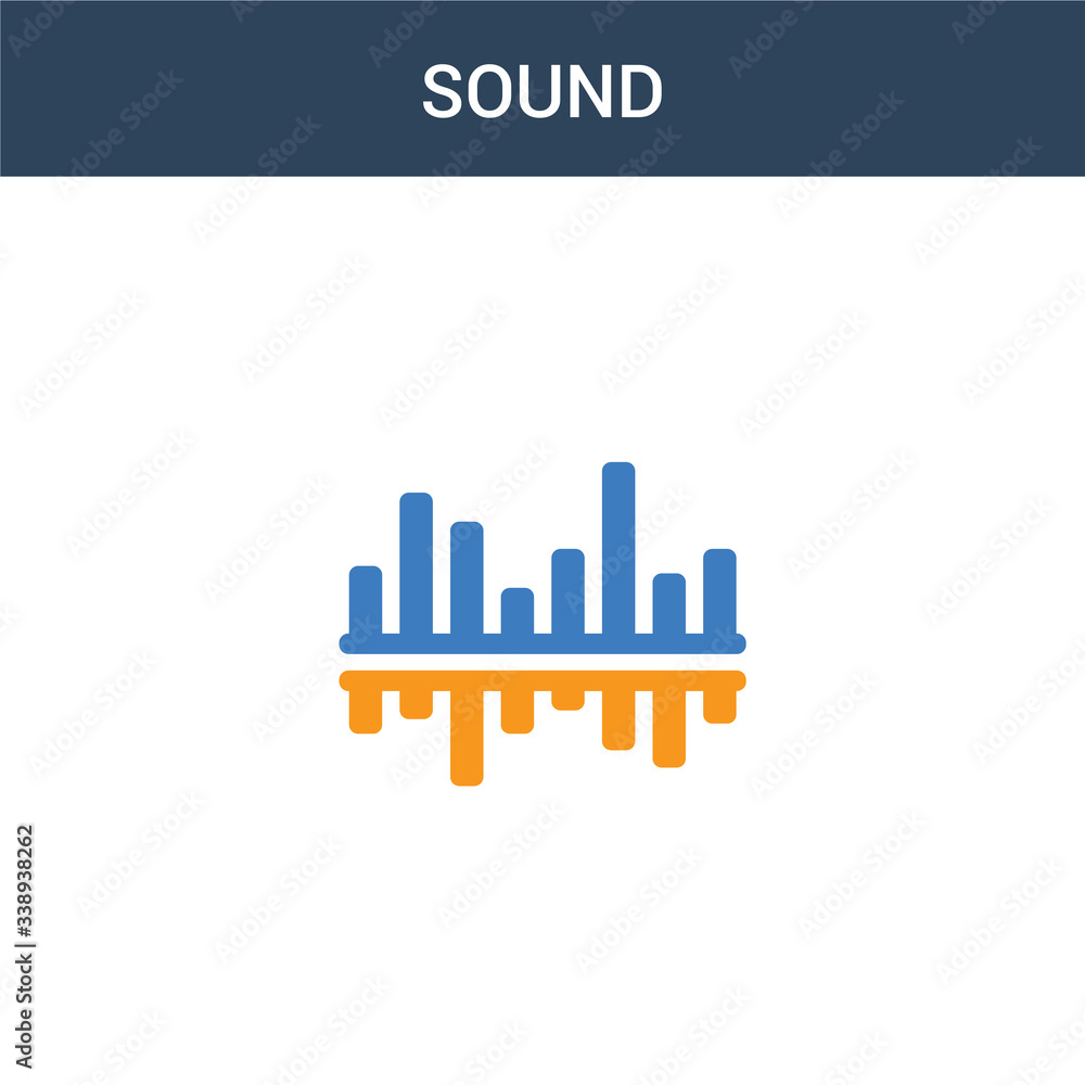 two colored Sound concept vector icon. 2 color Sound vector illustration. isolated blue and orange eps icon on white background.