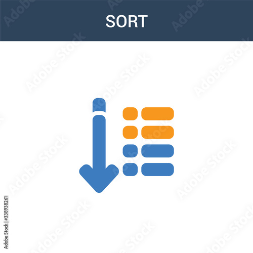 two colored Sort concept vector icon. 2 color Sort vector illustration. isolated blue and orange eps icon on white background.