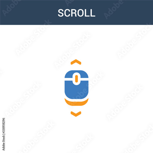 two colored Scroll concept vector icon. 2 color Scroll vector illustration. isolated blue and orange eps icon on white background.