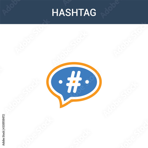 two colored Hashtag concept vector icon. 2 color Hashtag vector illustration. isolated blue and orange eps icon on white background.