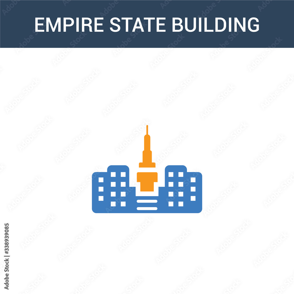 two colored Empire state building concept vector icon. 2 color Empire state building vector illustration. isolated blue and orange eps icon on white background.