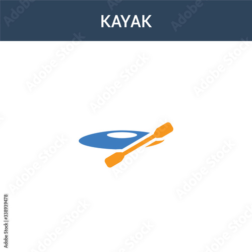 two colored Kayak concept vector icon. 2 color Kayak vector illustration. isolated blue and orange eps icon on white background.