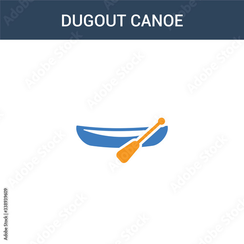 two colored dugout canoe concept vector icon. 2 color dugout canoe vector illustration. isolated blue and orange eps icon on white background.