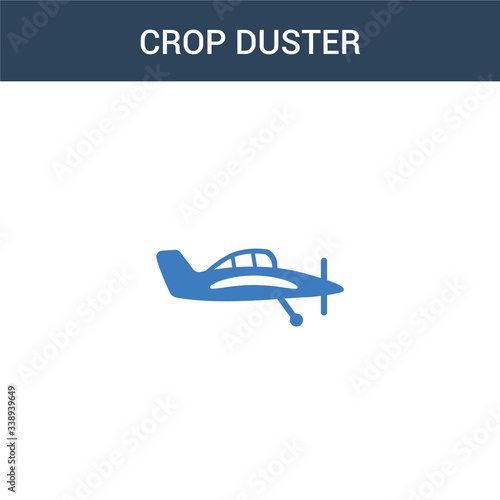 two colored crop duster concept vector icon. 2 color crop duster vector illustration. isolated blue and orange eps icon on white background.