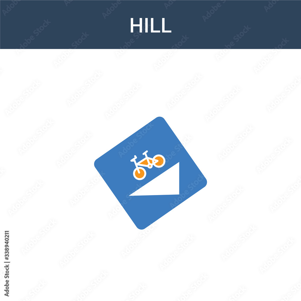 two colored Hill concept vector icon. 2 color Hill vector illustration. isolated blue and orange eps icon on white background.