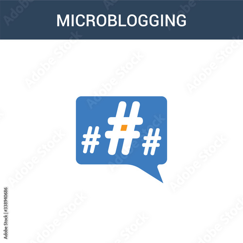 two colored Microblogging concept vector icon. 2 color Microblogging vector illustration. isolated blue and orange eps icon on white background.