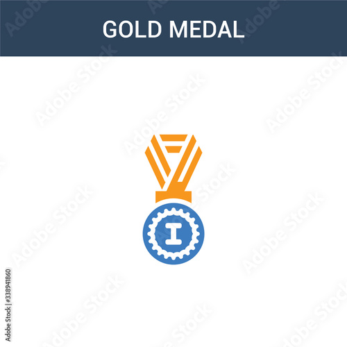 two colored Gold medal concept vector icon. 2 color Gold medal vector illustration. isolated blue and orange eps icon on white background.