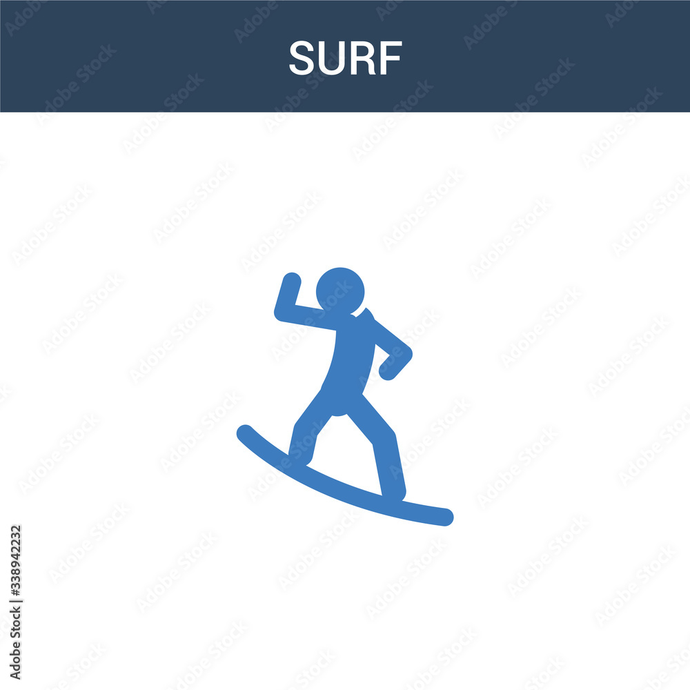 two colored Surf concept vector icon. 2 color Surf vector illustration. isolated blue and orange eps icon on white background.