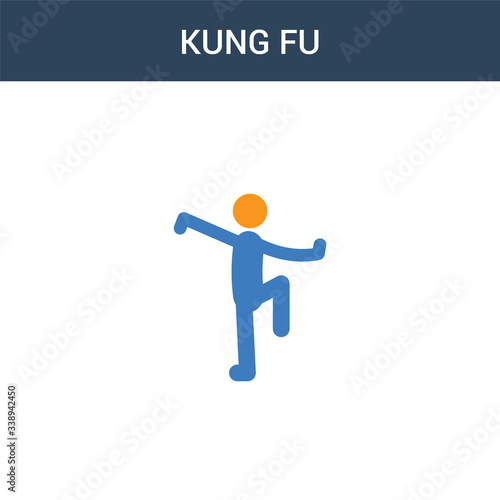 two colored kung fu concept vector icon. 2 color kung fu vector illustration. isolated blue and orange eps icon on white background.