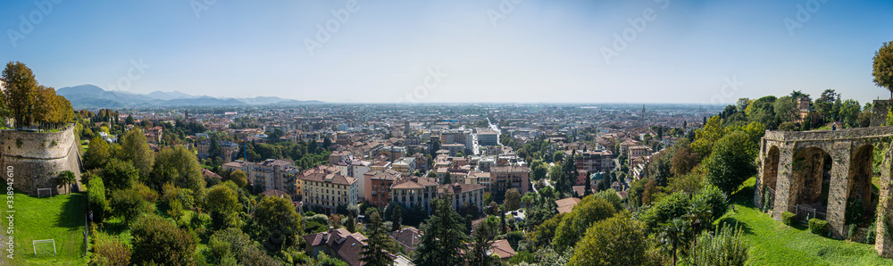 Panorama of the city of Bergamo, Italy