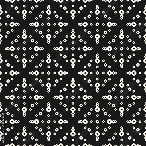 Simple vector seamless pattern with small rings, dots, perforated circles. Abstract minimalist monochrome geometric background texture, repeat tiles. Dark design for decor, package, textile, digital