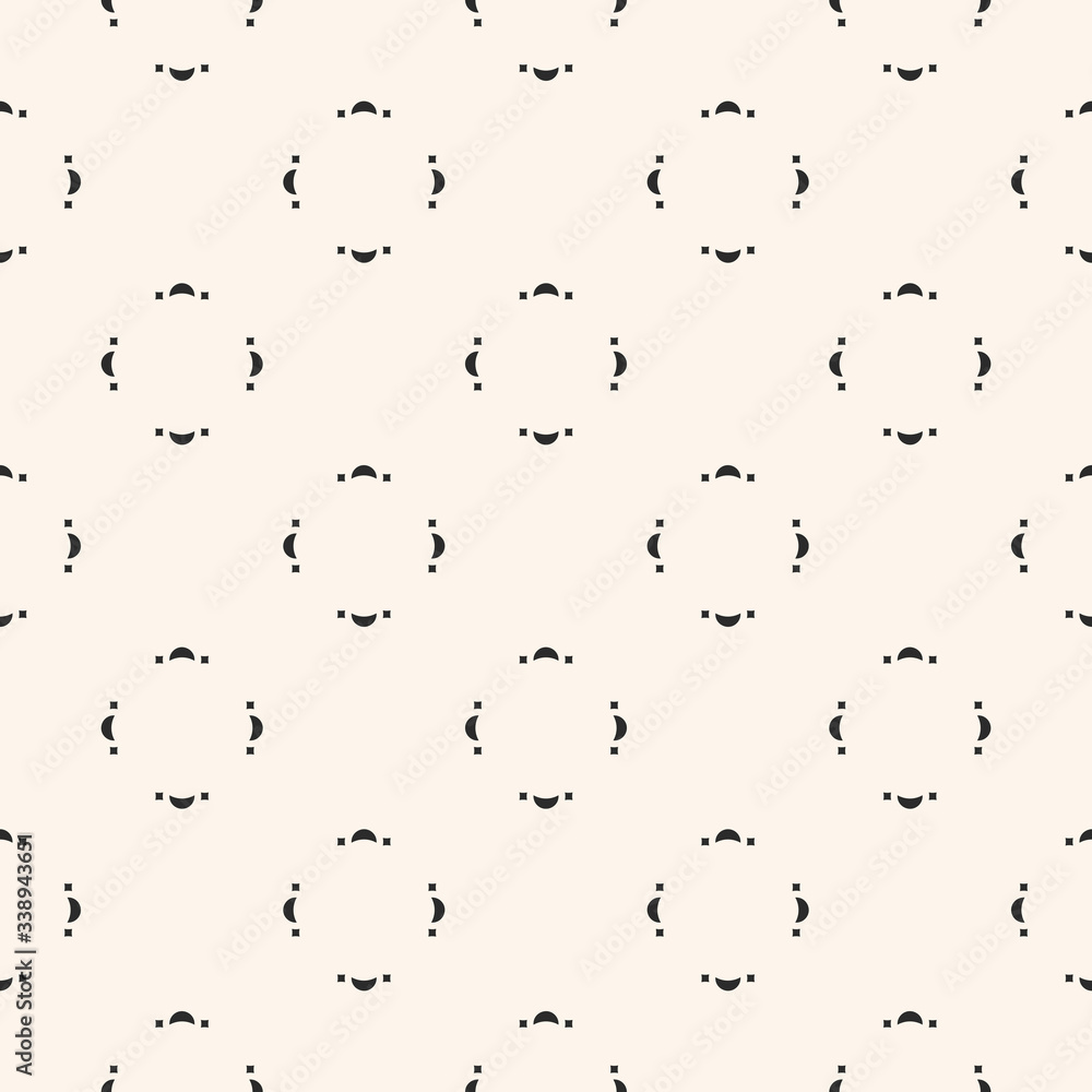 Vector minimalist seamless pattern. Simple light geometric texture. Abstract monochrome minimal background with small floral shapes. Universal design element for decor, prints, textile, fabric, wrap