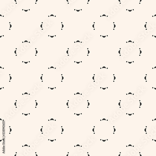 Vector minimalist seamless pattern. Simple light geometric texture. Abstract monochrome minimal background with small floral shapes. Universal design element for decor, prints, textile, fabric, wrap