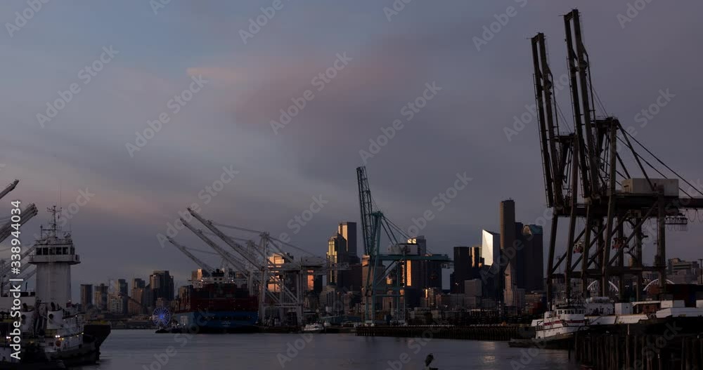 Seattle Port Sunset Time-Laspe Seattle Port Sunset Time-Laspe