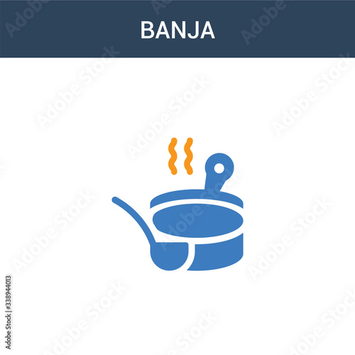 two colored Banja concept vector icon. 2 color Banja vector illustration. isolated blue and orange eps icon on white background.