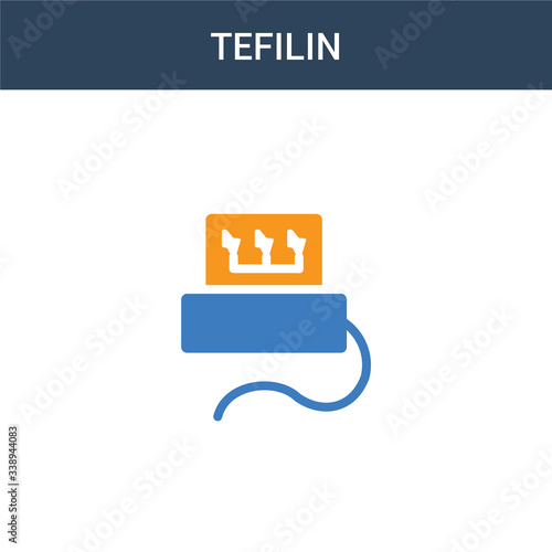two colored Tefilin concept vector icon. 2 color Tefilin vector illustration. isolated blue and orange eps icon on white background.