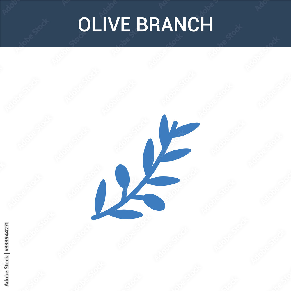 two colored Olive Branch concept vector icon. 2 color Olive Branch vector illustration. isolated blue and orange eps icon on white background.