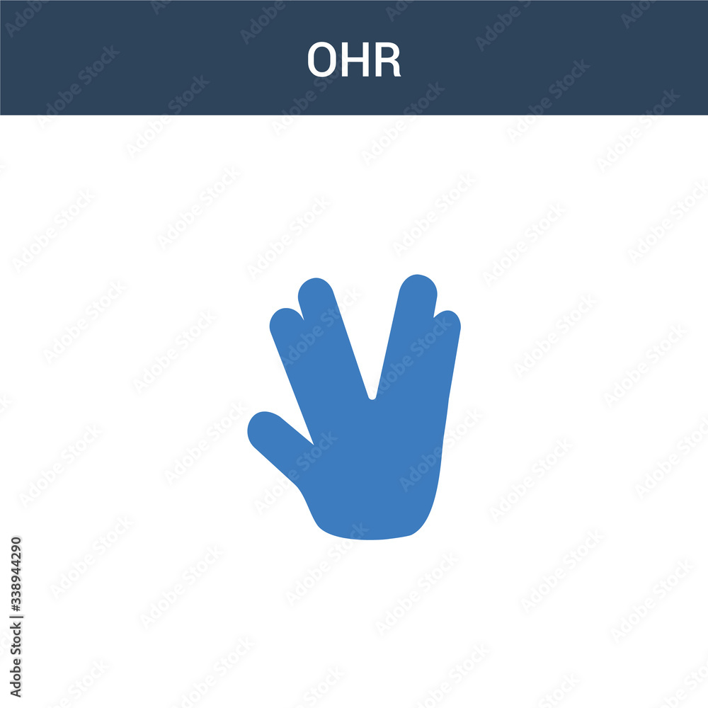 Fototapeta premium two colored Ohr concept vector icon. 2 color Ohr vector illustration. isolated blue and orange eps icon on white background.