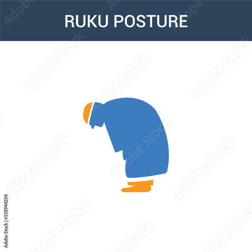 two colored Ruku Posture concept vector icon. 2 color Ruku Posture vector illustration. isolated blue and orange eps icon on white background.