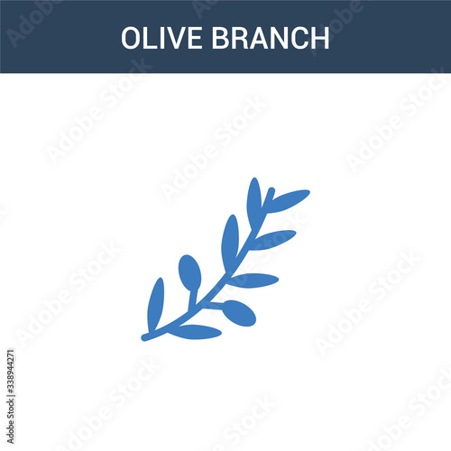 two colored Olive Branch concept vector icon. 2 color Olive Branch vector illustration. isolated blue and orange eps icon on white background.
