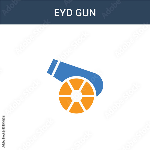two colored Eyd Gun concept vector icon. 2 color Eyd Gun vector illustration. isolated blue and orange eps icon on white background.