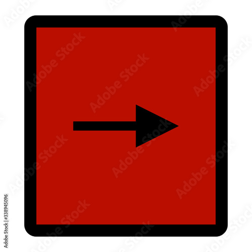 black arrow in red box icon design eps10