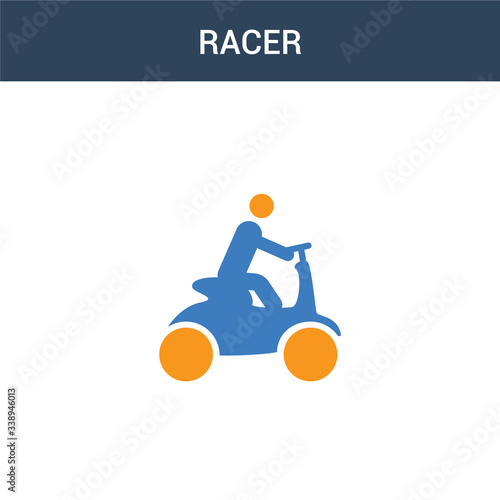 two colored Racer concept vector icon. 2 color Racer vector illustration. isolated blue and orange eps icon on white background.