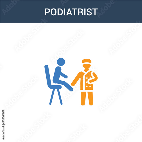 two colored Podiatrist concept vector icon. 2 color Podiatrist vector illustration. isolated blue and orange eps icon on white background.