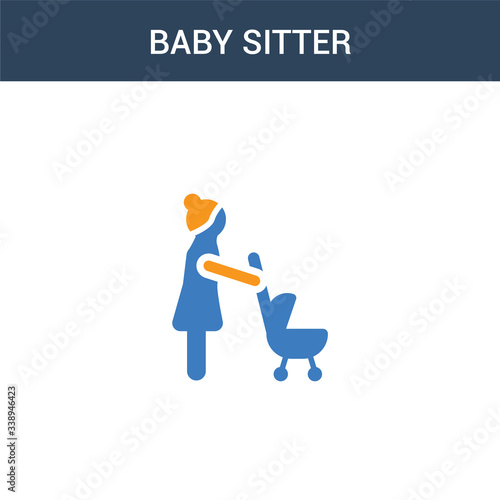 two colored Baby sitter concept vector icon. 2 color Baby sitter vector illustration. isolated blue and orange eps icon on white background.