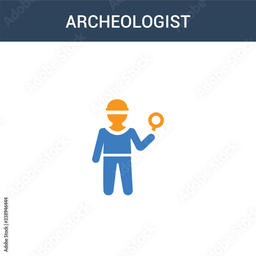 two colored Archeologist concept vector icon. 2 color Archeologist vector illustration. isolated blue and orange eps icon on white background.