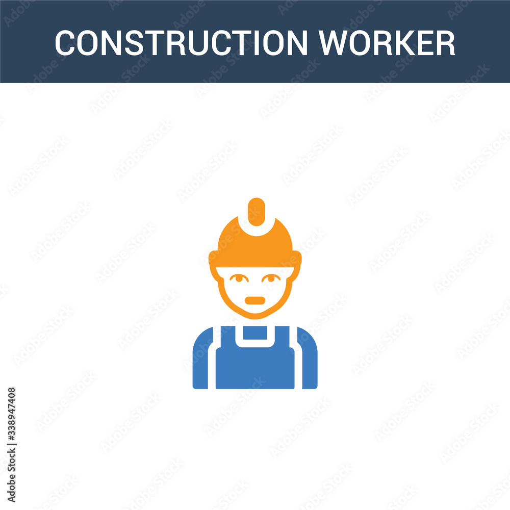 two colored Construction worker concept vector icon. 2 color Construction worker vector illustration. isolated blue and orange eps icon on white background.