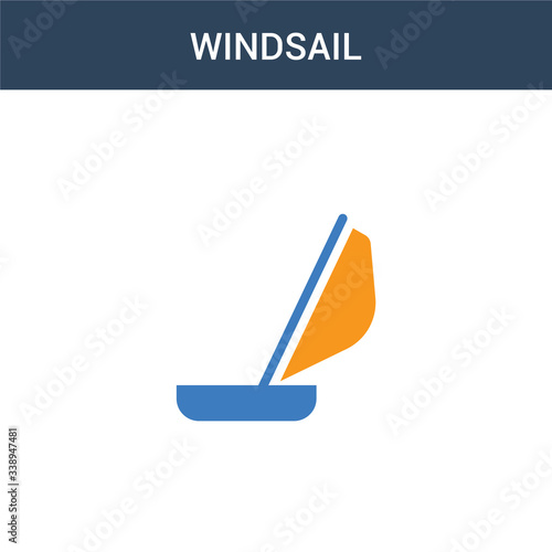 two colored Windsail concept vector icon. 2 color Windsail vector illustration. isolated blue and orange eps icon on white background.