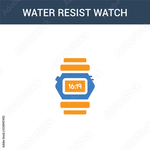 two colored Water Resist Watch concept vector icon. 2 color Water Resist Watch vector illustration. isolated blue and orange eps icon on white background.