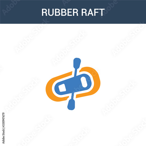 two colored Rubber Raft concept vector icon. 2 color Rubber Raft vector illustration. isolated blue and orange eps icon on white background.