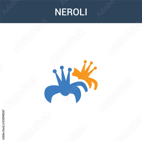 two colored Neroli concept vector icon. 2 color Neroli vector illustration. isolated blue and orange eps icon on white background.