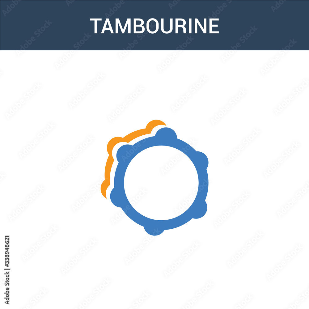 Fototapeta premium two colored Tambourine concept vector icon. 2 color Tambourine vector illustration. isolated blue and orange eps icon on white background.