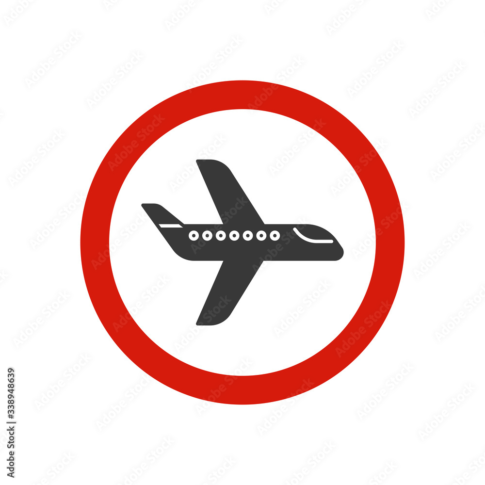 No plane icon. Prohibition symbol. Vector Illustration No plane icon. Prohibition symbol. Vector Illustration