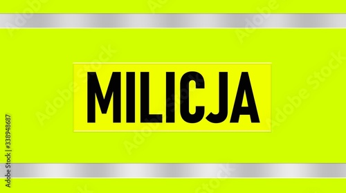 Canvas-taulu Milicja logo concept, black text placed on a bright green - yellow background