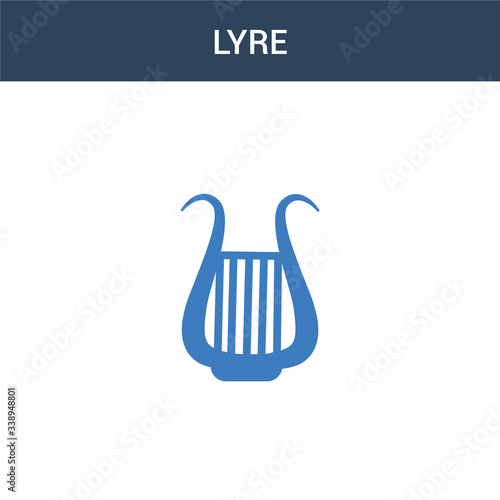 two colored Lyre concept vector icon. 2 color Lyre vector illustration. isolated blue and orange eps icon on white background.