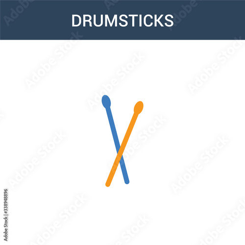 two colored Drumsticks concept vector icon. 2 color Drumsticks vector illustration. isolated blue and orange eps icon on white background.