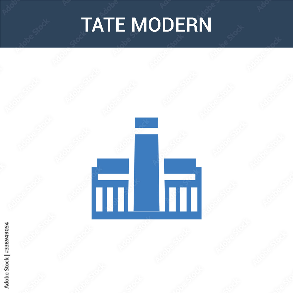 two colored Tate modern concept vector icon. 2 color Tate modern vector illustration. isolated blue and orange eps icon on white background.