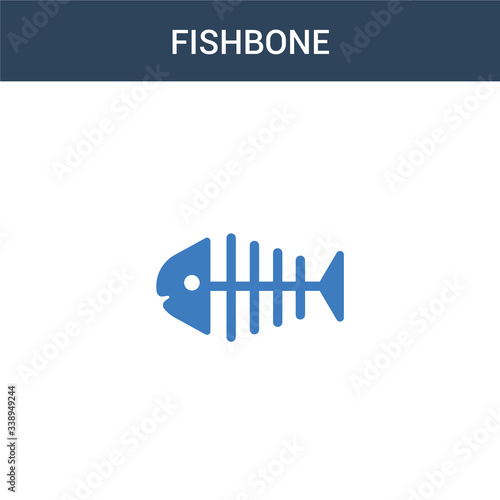 two colored Fishbone concept vector icon. 2 color Fishbone vector illustration. isolated blue and orange eps icon on white background.