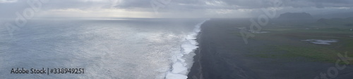 Panoramic views of the black coast of Iceland