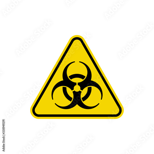 Biohazard Sign Isolated On White Background. Yellow Triangle Warning Symbol Simple, Flat Vector, Icon You Can Use Your Website Design, Mobile App Or Industrial Design. Vector Illustration