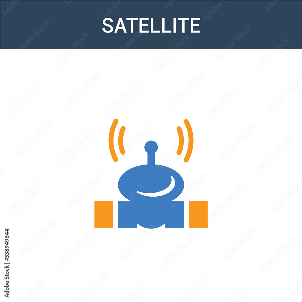 Fototapeta premium two colored Satellite concept vector icon. 2 color Satellite vector illustration. isolated blue and orange eps icon on white background.