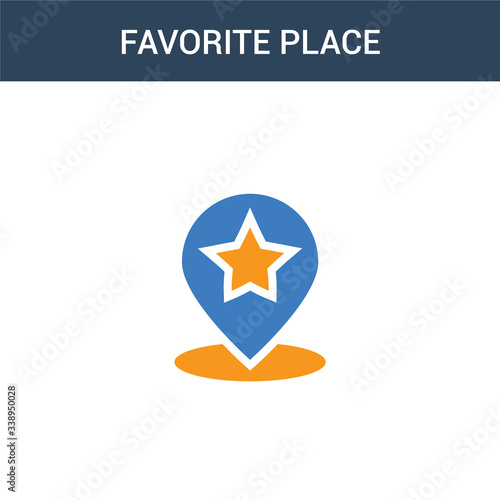 two colored Favorite Place concept vector icon. 2 color Favorite Place vector illustration. isolated blue and orange eps icon on white background.