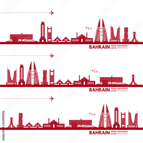Bahrain travel destination grand vector illustration. 