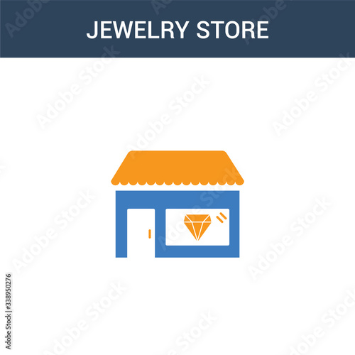 two colored Jewelry store concept vector icon. 2 color Jewelry store vector illustration. isolated blue and orange eps icon on white background.