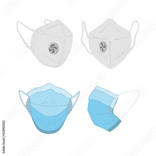 protective respiratory face mask against coronavirus. Hand-drawn cartoon style